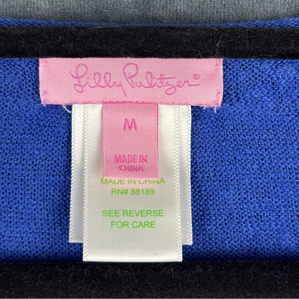 Lilly Pulitzer Liesel 100% Linen V Neck Pullover Sweater in Cobalt Blue – Sz M - Picture 3 of 10